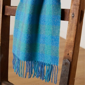 Blue & Green Check Lambswool Scarf