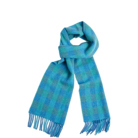 Blue & Green Check Lambswool Scarf