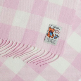 Pink Check Lambswool Baby Blanket