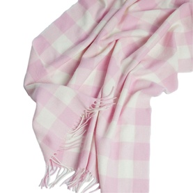 Pink Check Lambswool Baby Blanket