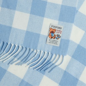 Blue Check Lambswool Baby Blanket