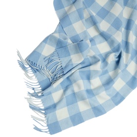 Blue Check Lambswool Baby Blanket