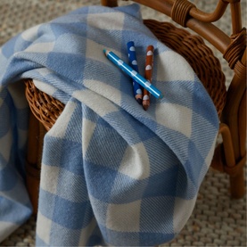 Blue Check Lambswool Baby Blanket