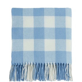 Blue Check Lambswool Baby Blanket