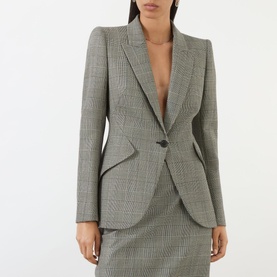 Single-Breasted Check Blazer