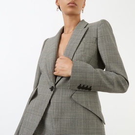 Single-Breasted Check Blazer