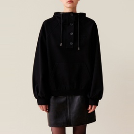 Half-Button Drawstring Hoodie