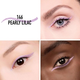 Dior Diorshow 24H Stylo Waterproof Eyeliner in 146 Pearly Lilac, shown applied as liner on two models with varying skin tones