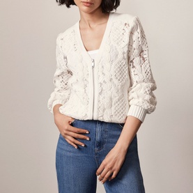 Lace Zip-Up Cardigan
