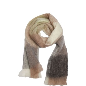 White & Mink Check Scarf