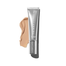 TRINNY LONDON BFF De-Stress Tinted Serum in Claire, 30ml tube with serum swatch showing light beige tone