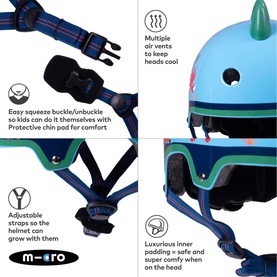 Micro Scooter Dino Printed 3D Medium Bike Helmet