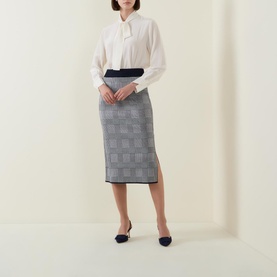 Furelia Check Knitted Pencil Skirt