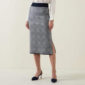 Furelia Check Knitted Pencil Skirt