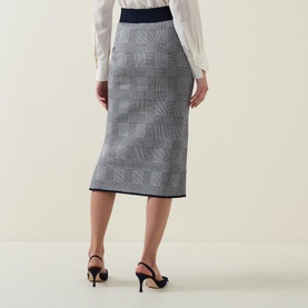 Furelia Check Knitted Pencil Skirt