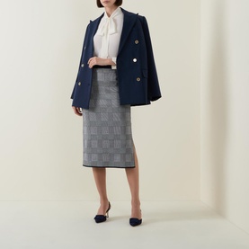 Furelia Check Knitted Pencil Skirt