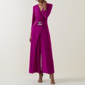 Ruched Belted Jumpsuit