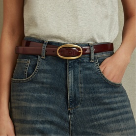 Drew Patent Leather Oval Buckle Belt