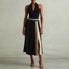 Iris Colour-Block Pleated Skirt