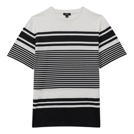 Reiss Lory Striped T-Shirt in white, crew neckline, short sleeves, bold black and white horizontal stripe design