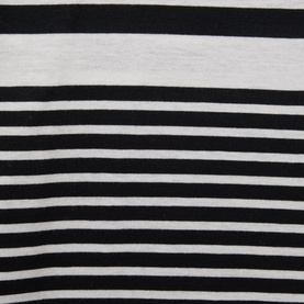 Reiss Lory Striped T-Shirt in white and black horizontal stripes, mercerised cotton fabric close-up detail shot