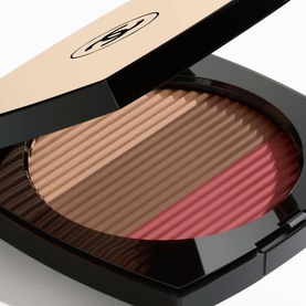 CHANEL Healthy Glow Sun-Kissed Powder in Deep Rose Gold, 15g compact with striped bronze, brown and pink tones
