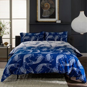 Dancing Koi Duvet Set Navy