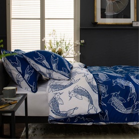 Dancing Koi Duvet Set Navy