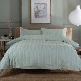 Parallel Lines Duvet Set Green