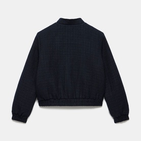Boucl&eacute; Cropped Bomber Jacket