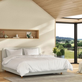 Arc Adjustable Disc King Bed with Form Headboard Pearl Grey