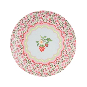 Set of 4 Strawberry Melamine Dinner Plates