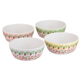 Set of 4 Strawberry Melamine Cereal Bowls