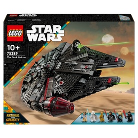 LEGO Star Wars The Dark Falcon 75389 buildable starship set with 6 minifigures, 1,579 pieces, shown in box packaging
