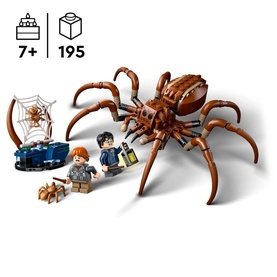 Lego Aragog in the Forbidden Forest, 195-piece Harry Potter set with large posable spider, two minifigures, web and forest build
