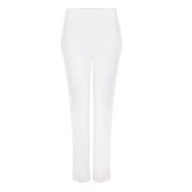 Hobbs Giselle Mid-Rise Capri Trousers in white, slim tapered-leg silhouette with split hem detail and soft finish fabric