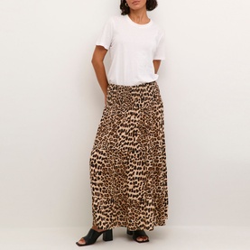 Mid-Rise Leopard Skirt