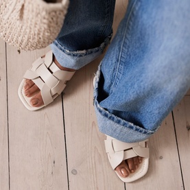 Woven Leather Flat Sandals
