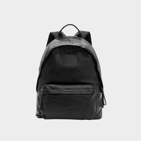 Carabiner Embossed Logo Leather Backpack