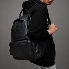 Carabiner Embossed Logo Leather Backpack