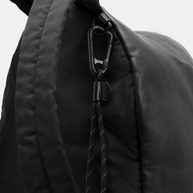 Carabiner Embossed Logo Leather Backpack
