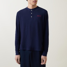 Waffle-Stitch Henley Lounge Top