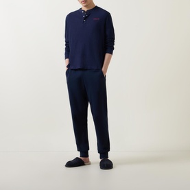 Waffle-Stitch Henley Lounge Top