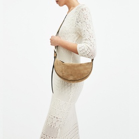 Half Moon Suede Crossbody Bag