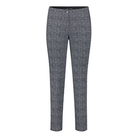 High-Waist Slim-Fit Check Trousers