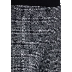 High-Waist Slim-Fit Check Trousers