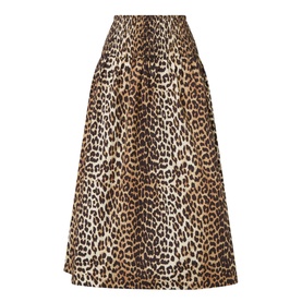 Smocked Leopard Print Skirt