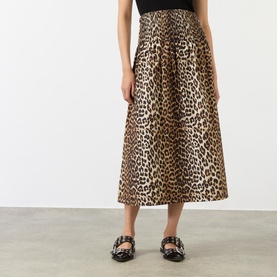 Smocked Leopard Print Skirt
