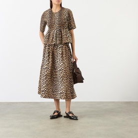 Smocked Leopard Print Skirt