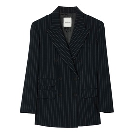 Pinstripe Double-Breasted Blazer